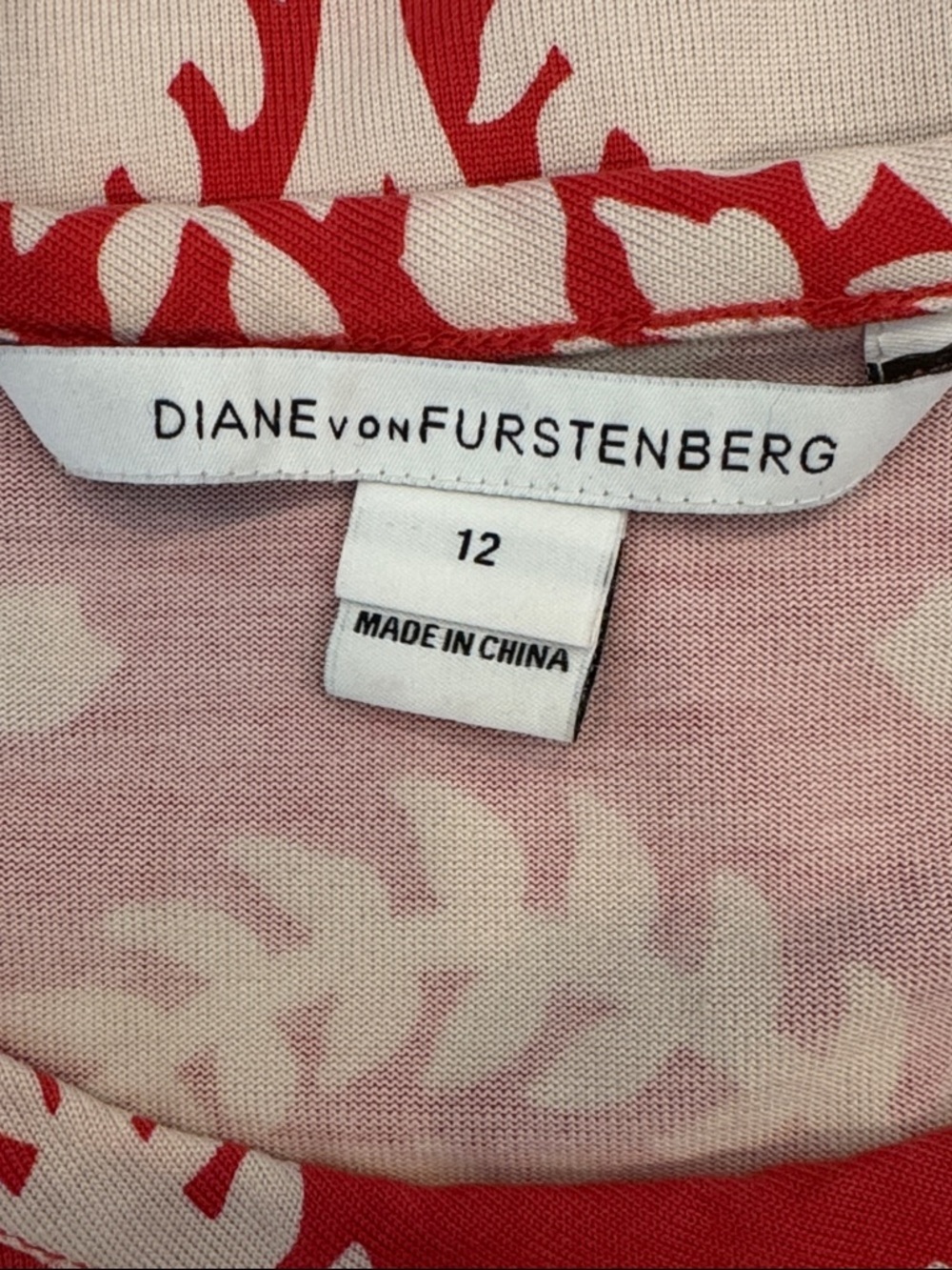 Diane Von Furstenberg coral white Selene dress, size 12 - Picture 3 of 11